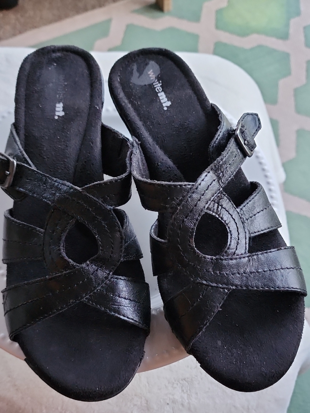 Women's Black Slip-On Comfort Mules with Decorative Cutouts